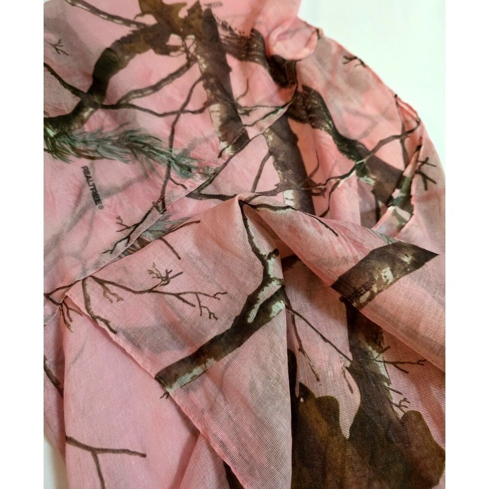 Vintage RealTree infinity scarf pink brown green 19"x77" Camouflage